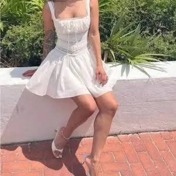 House of CB White Lace-Trim Mini Dress Tiffani mini dress xs - Picture 6 of 13